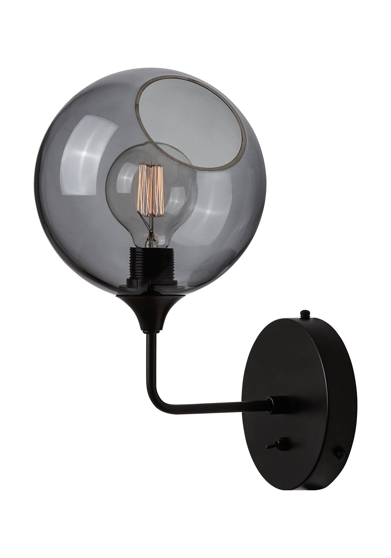 Applique murale Ballroom The Wall en verre soufflé par Design by Us applique murale Ballroom Design by Us, 37 cm, coloris Smoke (gris), base noire