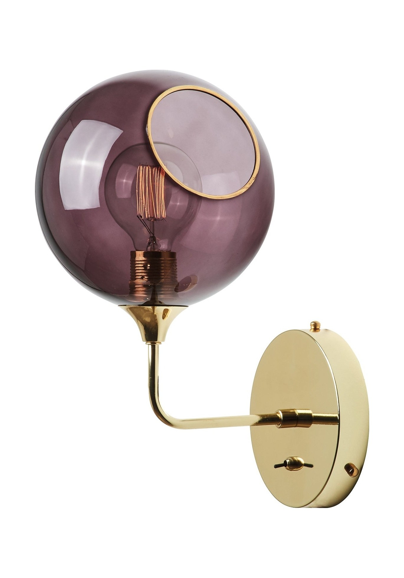 Applique murale Ballroom The Wall en verre soufflé par Design by Us applique murale Ballroom Design by Us, 37 cm, coloris Purple Rain (violet), base dorée