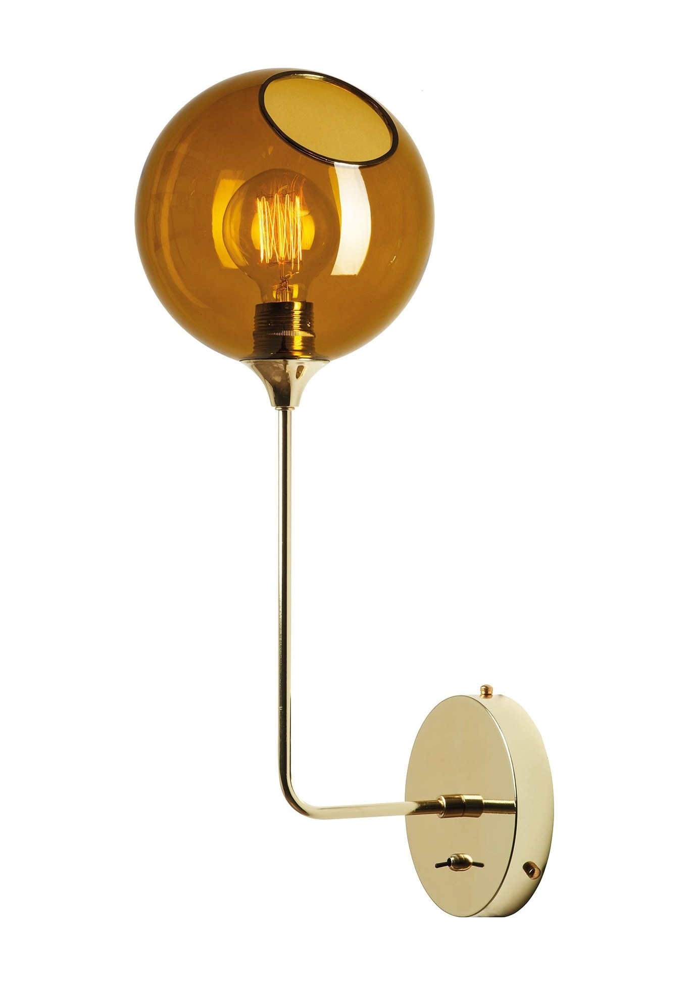 Applique murale Ballroom The Wall en verre soufflé par Design by Us applique murale Ballroom Design by Us, 57 cm, coloris Amber (ambre), base dorée