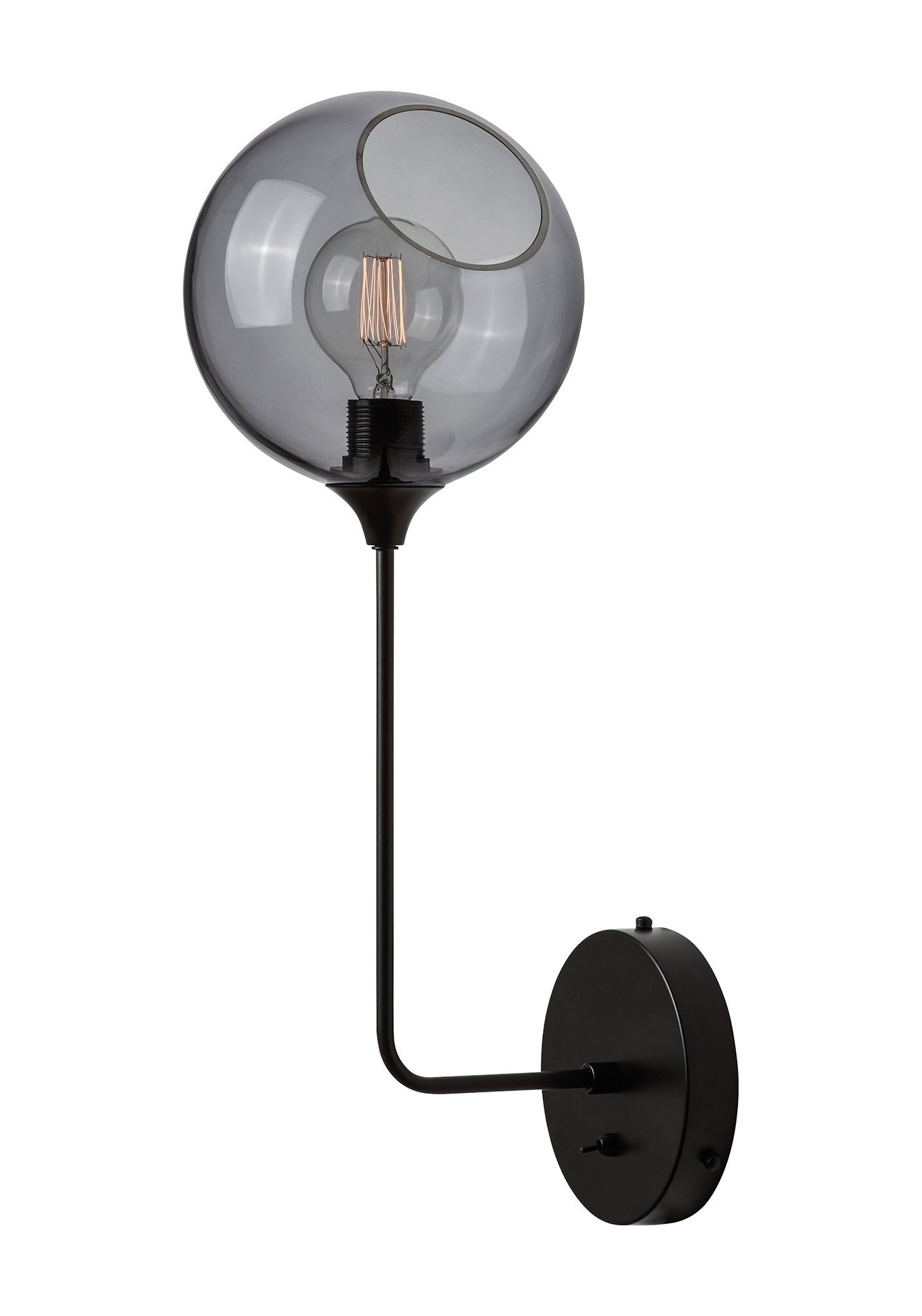 Applique murale Ballroom The Wall en verre soufflé par Design by Us applique murale Ballroom Design by Us, 57 cm, coloris Smoke (gris), base noire