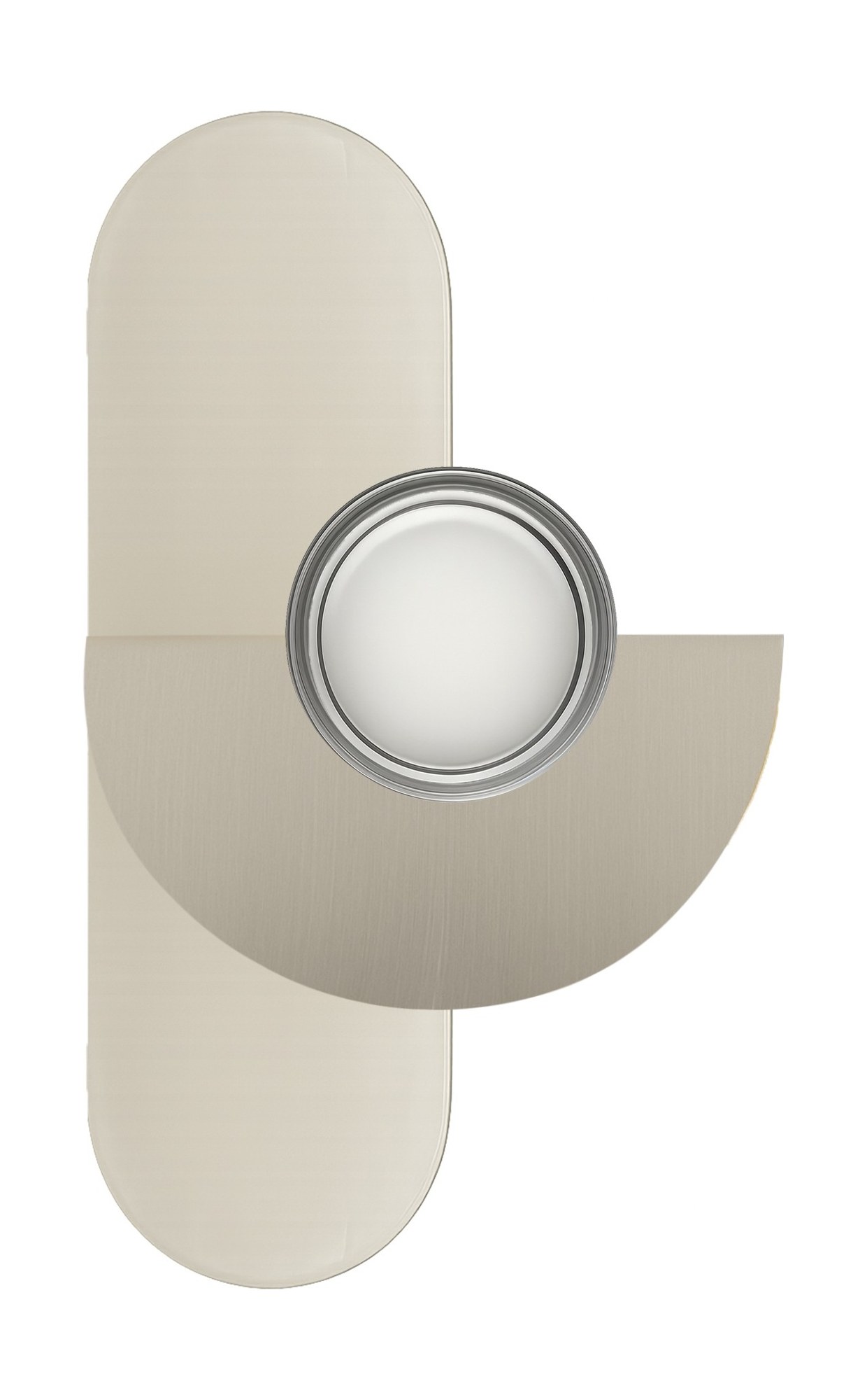 Applique murale Brera en fer et verre soufflé par Robin Lamps applique murale Brera modèle Arco Mezzo acier chaud brossé, fond blanc