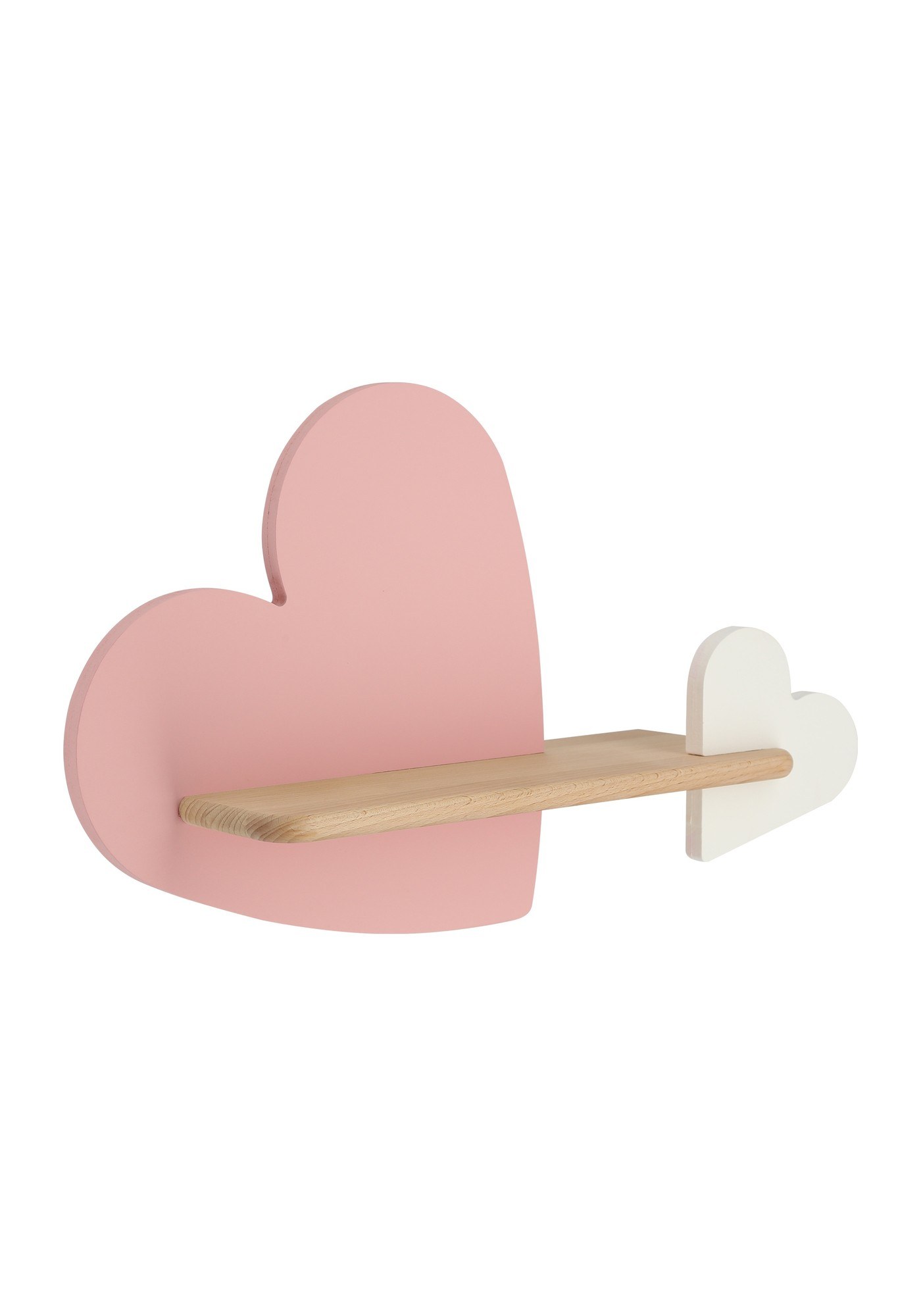 Applique murale cœur en bois pour chambre d'enfant, lumière LED applique murale cœur enfant rose et blanc avec petit cœur vue de trois quarts