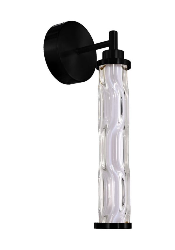 applique murale en verre ondulé tube transparent sur fond blanc