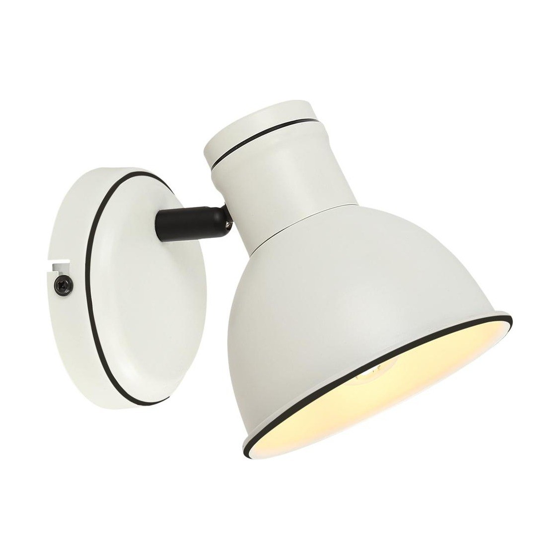 Applique murale industrielle blanche, spot ou bras, E14 applique murale industrielle blanche, version spot compact, sur fond blanc