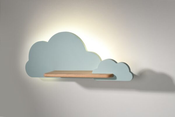 applique murale nuage enfant nuage bleu allumé avec halo lumineux