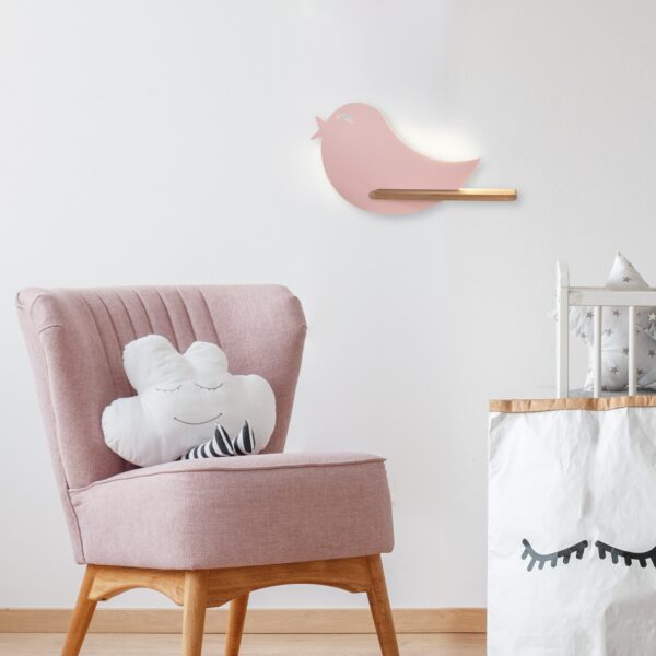 applique murale oiseau enfant oiseau rose dans une chambre enfant
