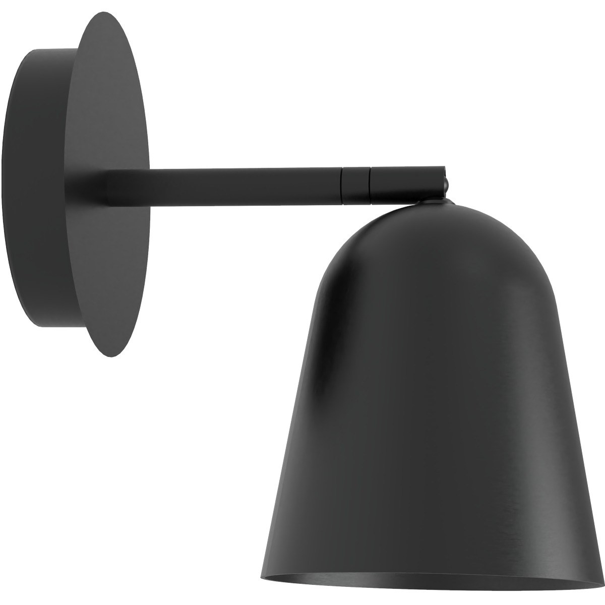 Applique murale Tessa en aluminium par Robin Lamps applique murale Tessa gros plan sur sa cloche en aluminium noir mat, son bras et sa platine murale