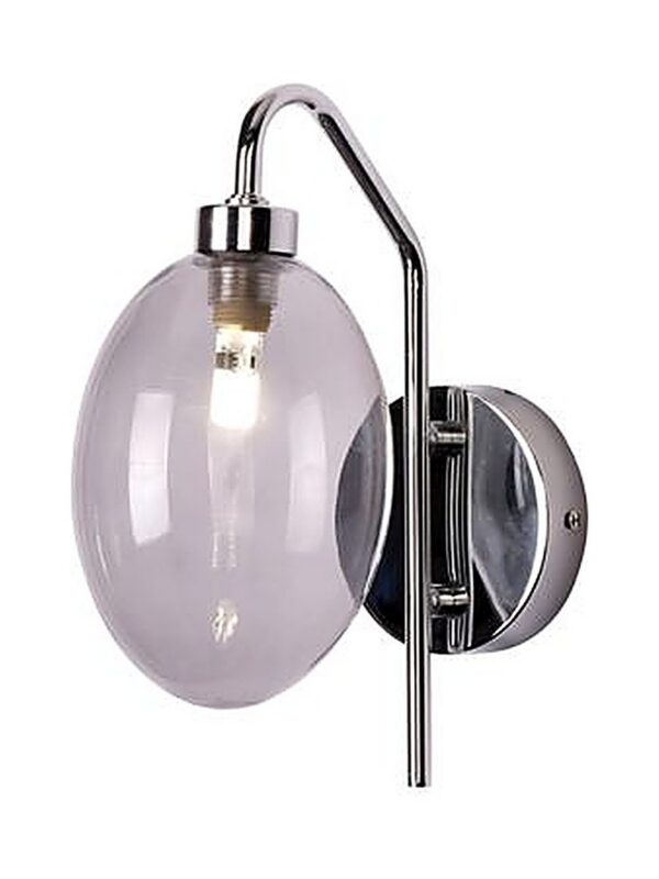 applique murale verre chrome à globe ovale gris-violet sur fond blanc