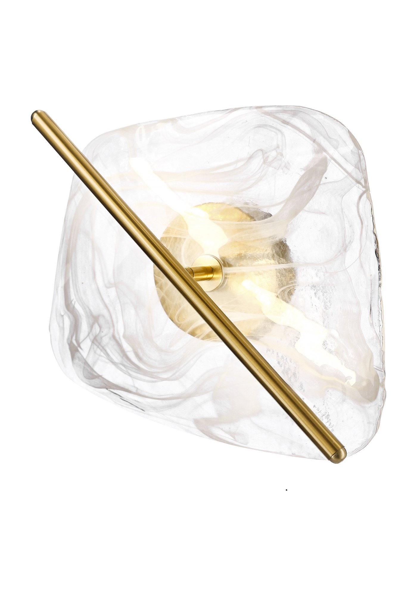 Applique murale verre marbré blanc et barre laiton, LED 5 W, 40 cm applique murale verre marbré sur fond blanc
