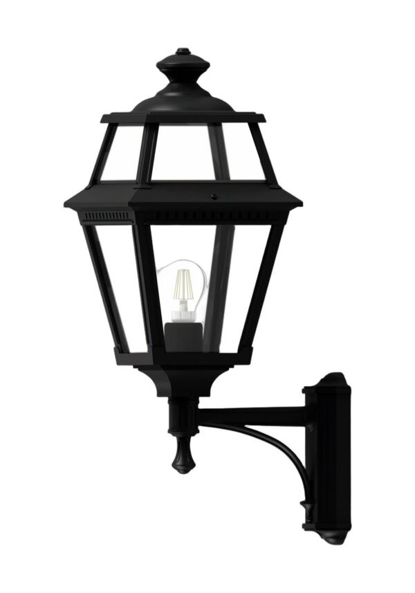 applique Place des Vosges 2 version montante en aluminium noir foncé, rendu sur fond blanc