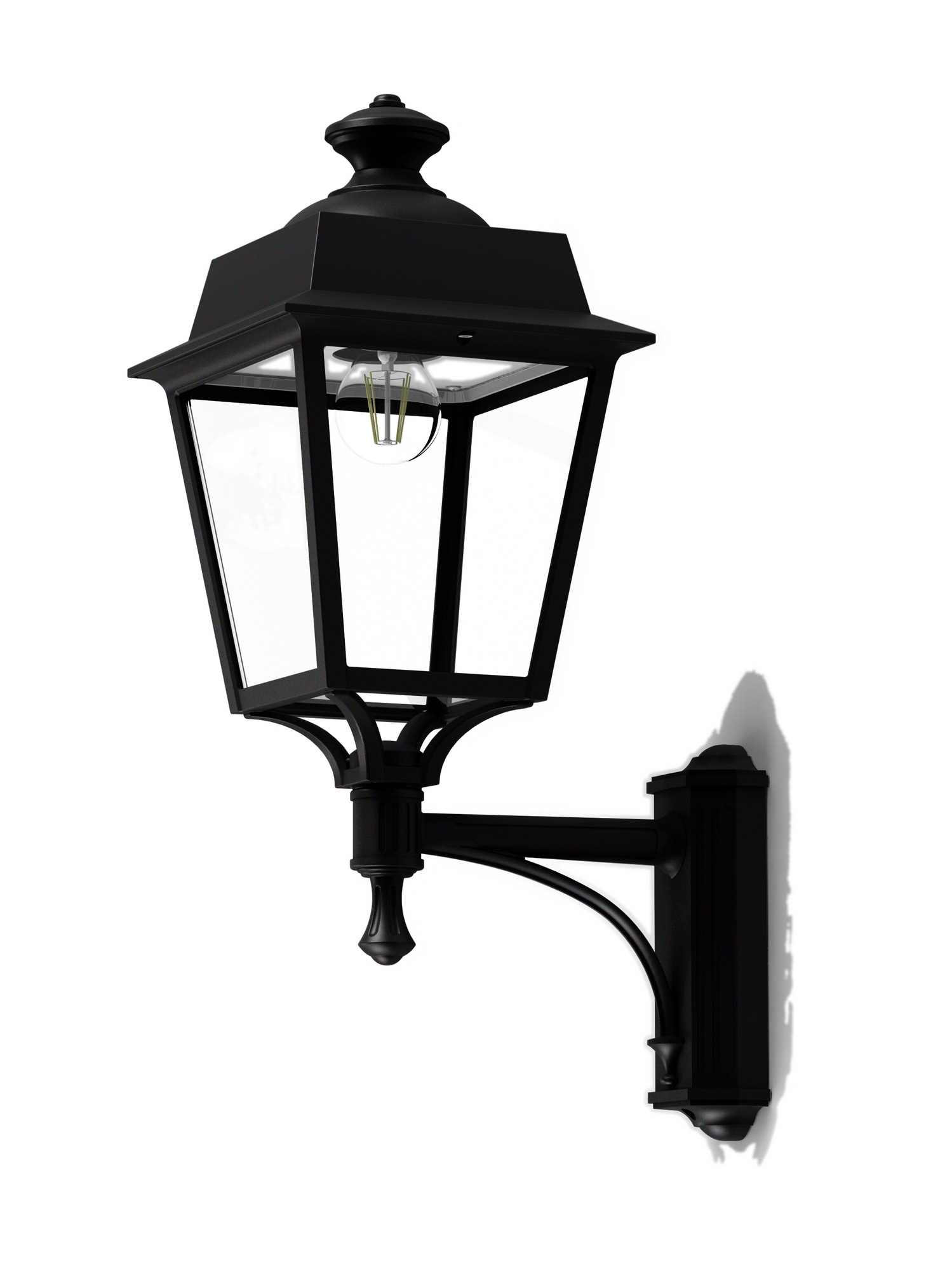 Applique Place des Vosges Évolution en aluminium par Roger Pradier applique Place des Vosges Évolution montante à console noire, rendu sur fond blanc
