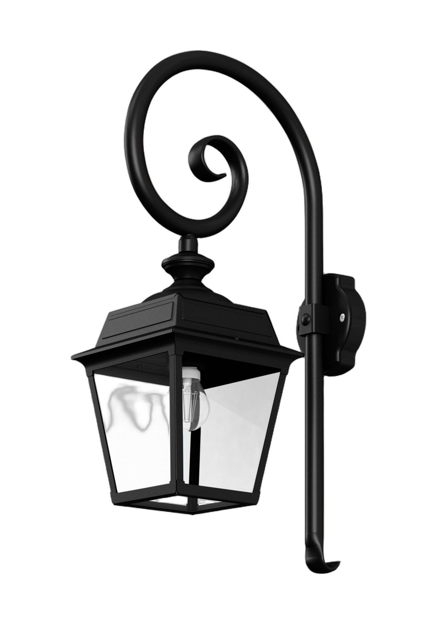 Applique Place des Vosges Tradition par Roger Pradier applique Place des Vosges Tradition version crosse en aluminium noir foncé, rendu sur fond blanc