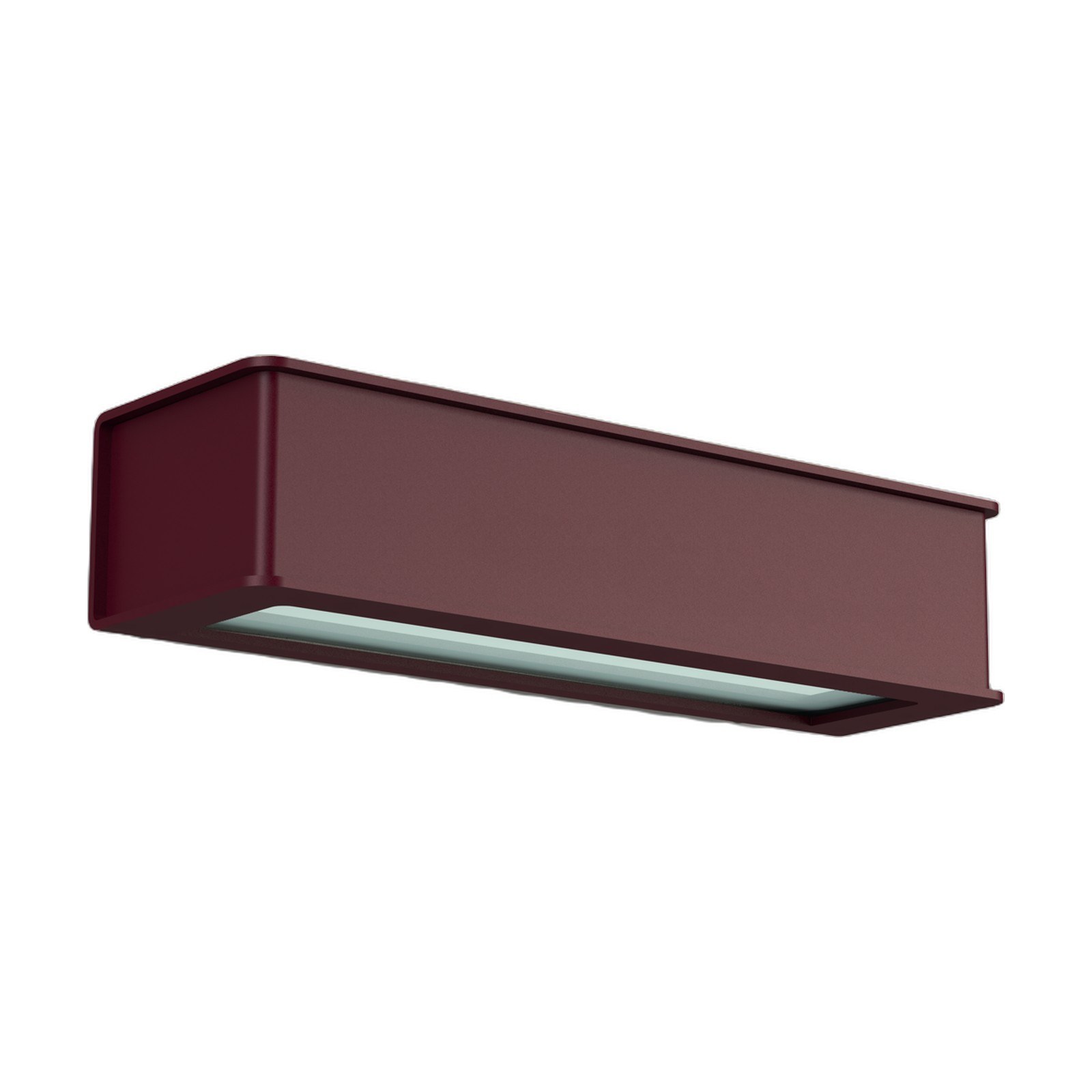 Applique Plémo par Roger Pradier, aluminium IP65, haut et bas applique Plémo en aluminium rouge vin éclairage haut et bas, rendu sur fond blanc