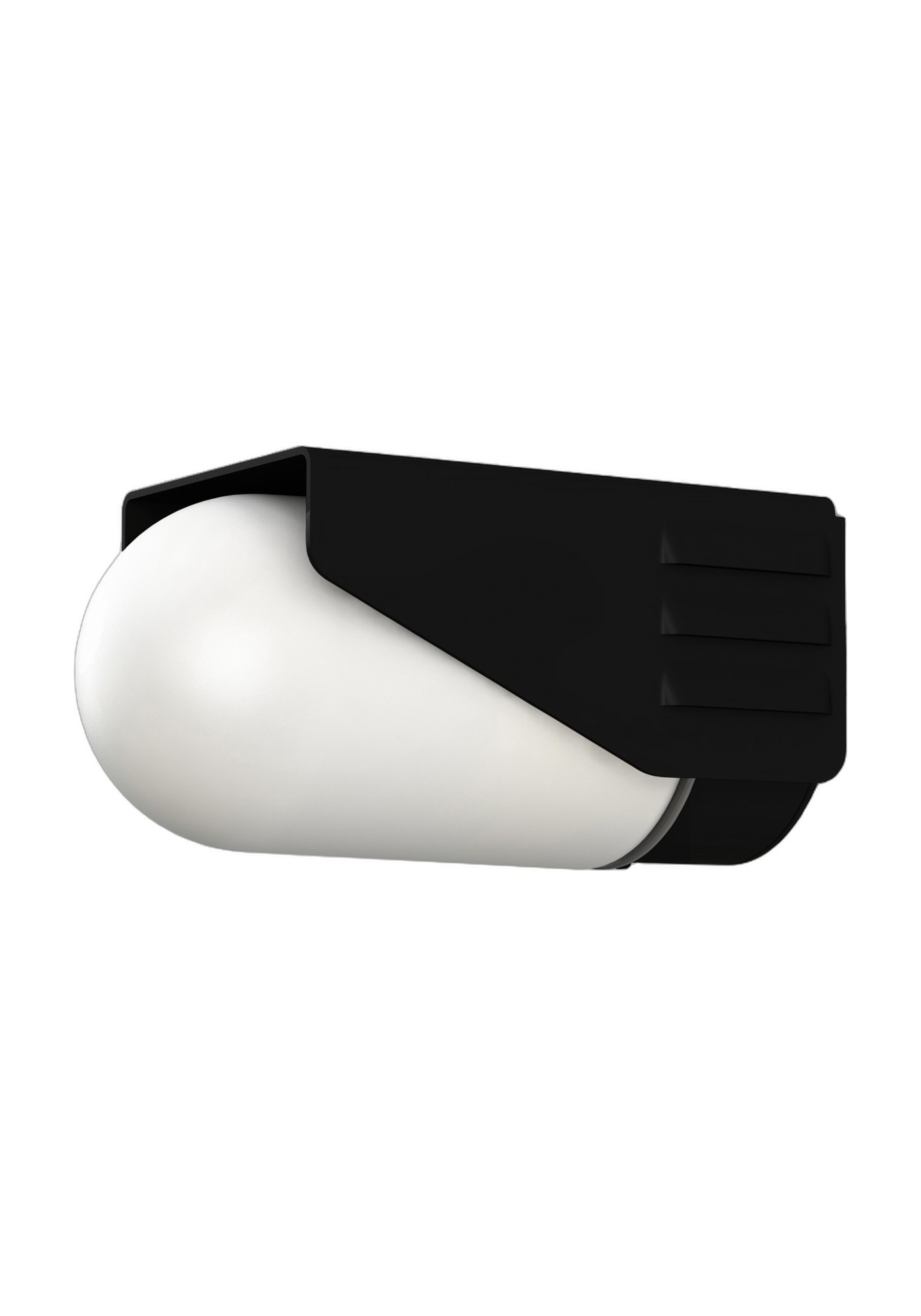 Applique RP195 en aluminium IP65, 2 tailles, Roger Pradier applique RP195 compacte en aluminium noir velours avec verre dépoli, rendu sur fond blanc