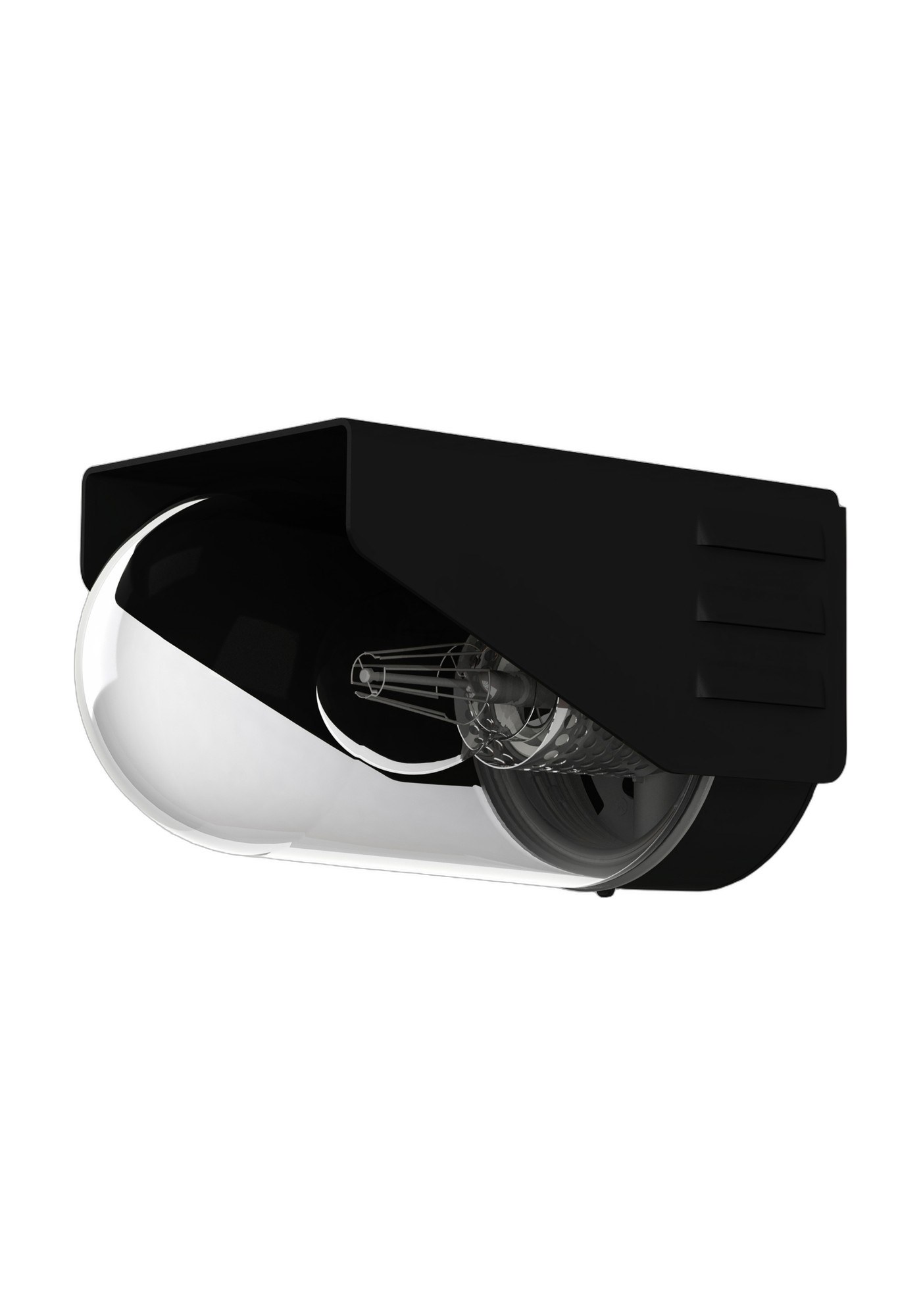 Applique RP195 en aluminium IP65, 2 tailles, Roger Pradier applique RP195 large en aluminium noir velours avec verre clair, rendu sur fond blanc