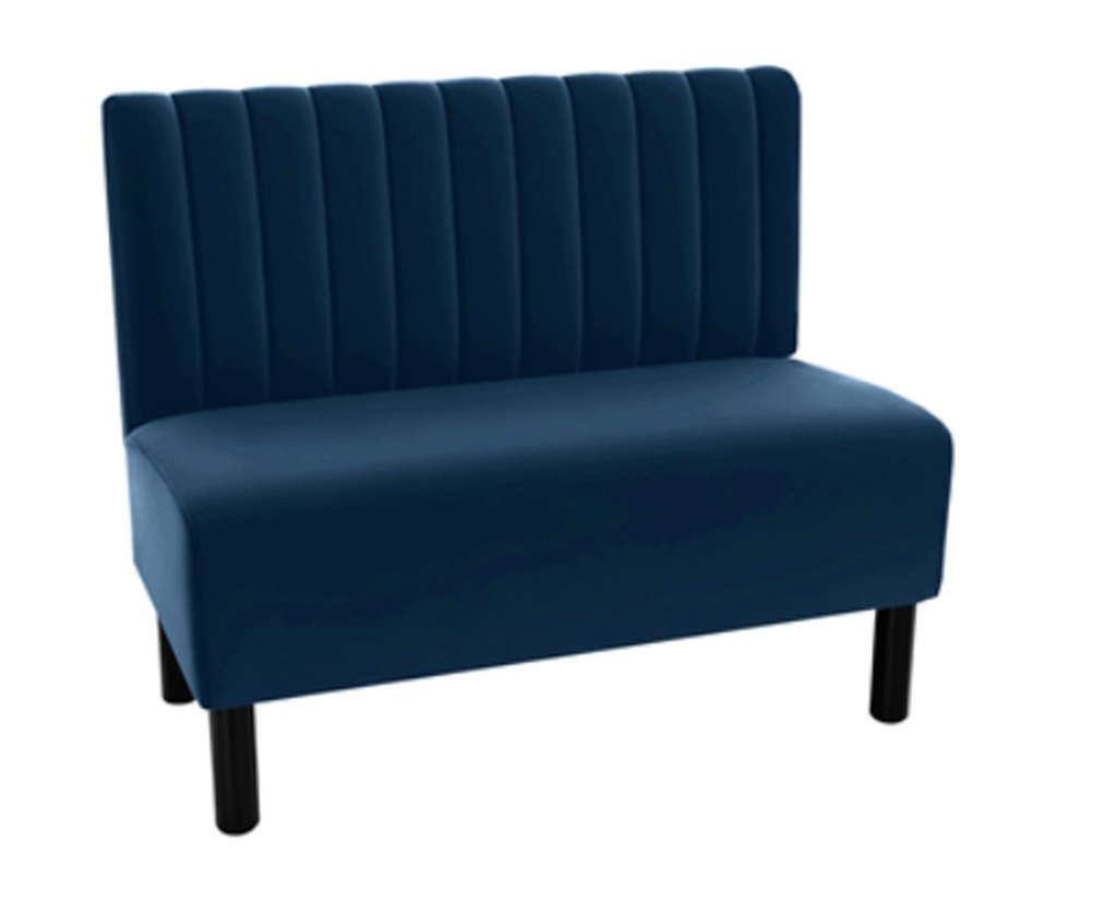 Banquette professionnelle 120 cm, dossier droit, devis pro Banquette professionnelle 120 cm velours bleu avec option surpiqures sur le dossier