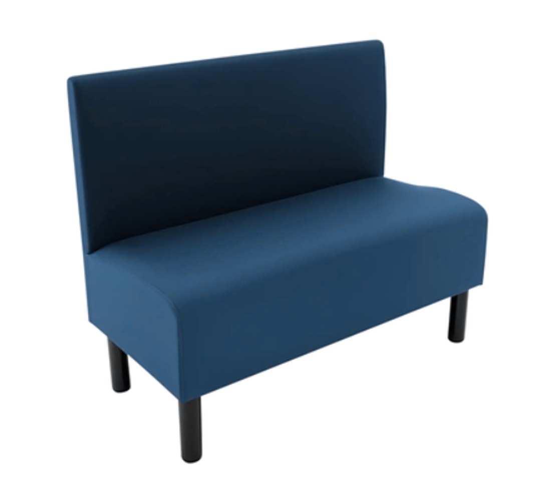 Banquette professionnelle 120 cm, dossier droit, devis pro Banquette professionnelle 120 cm en velours bleu fonce