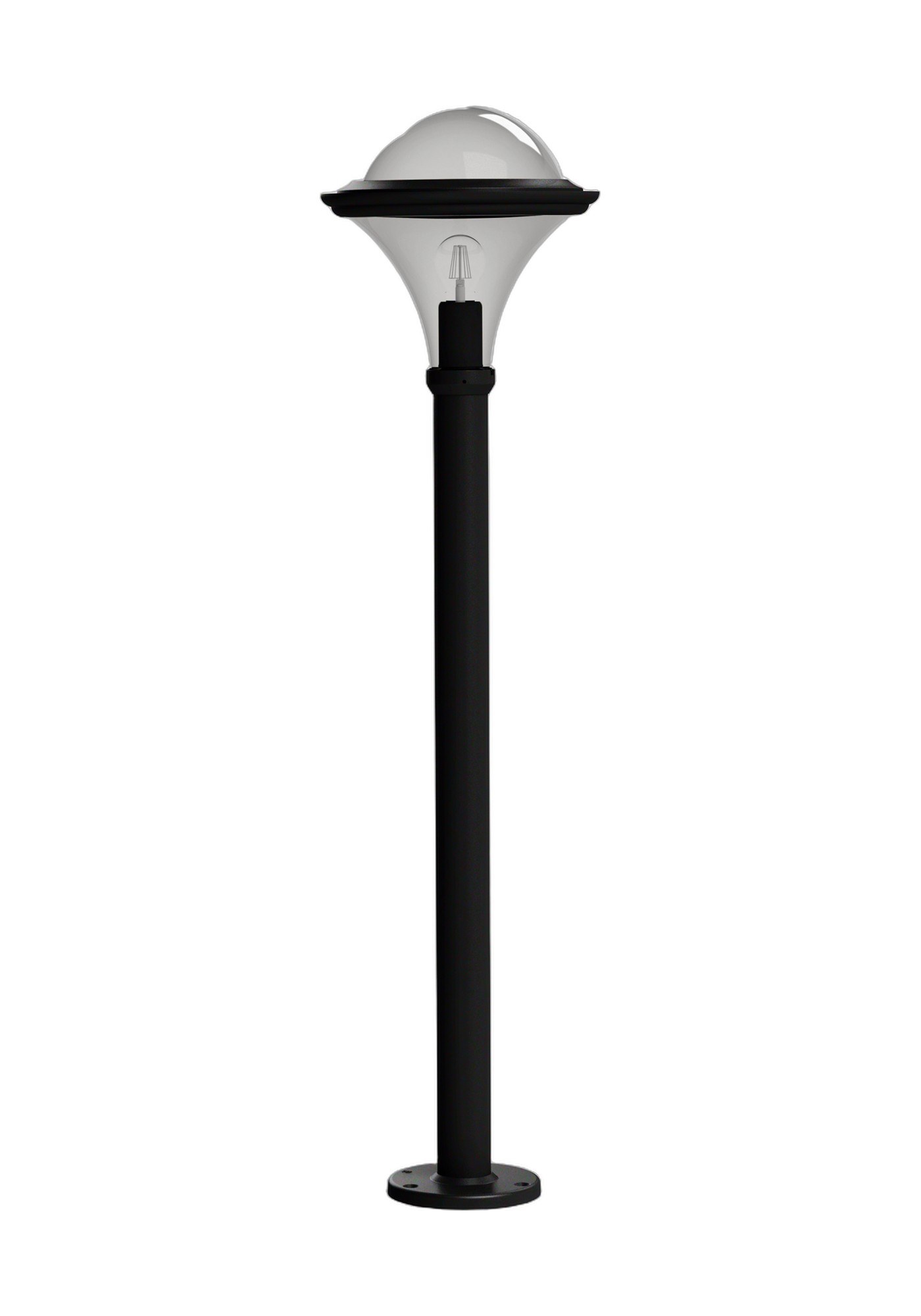 Borne Dallas 1267 mm avec ou sans prise par Roger Pradier borne Dallas 1267 mm en aluminium noir foncé sans prise avec vasque fumée, rendu sur fond blanc
