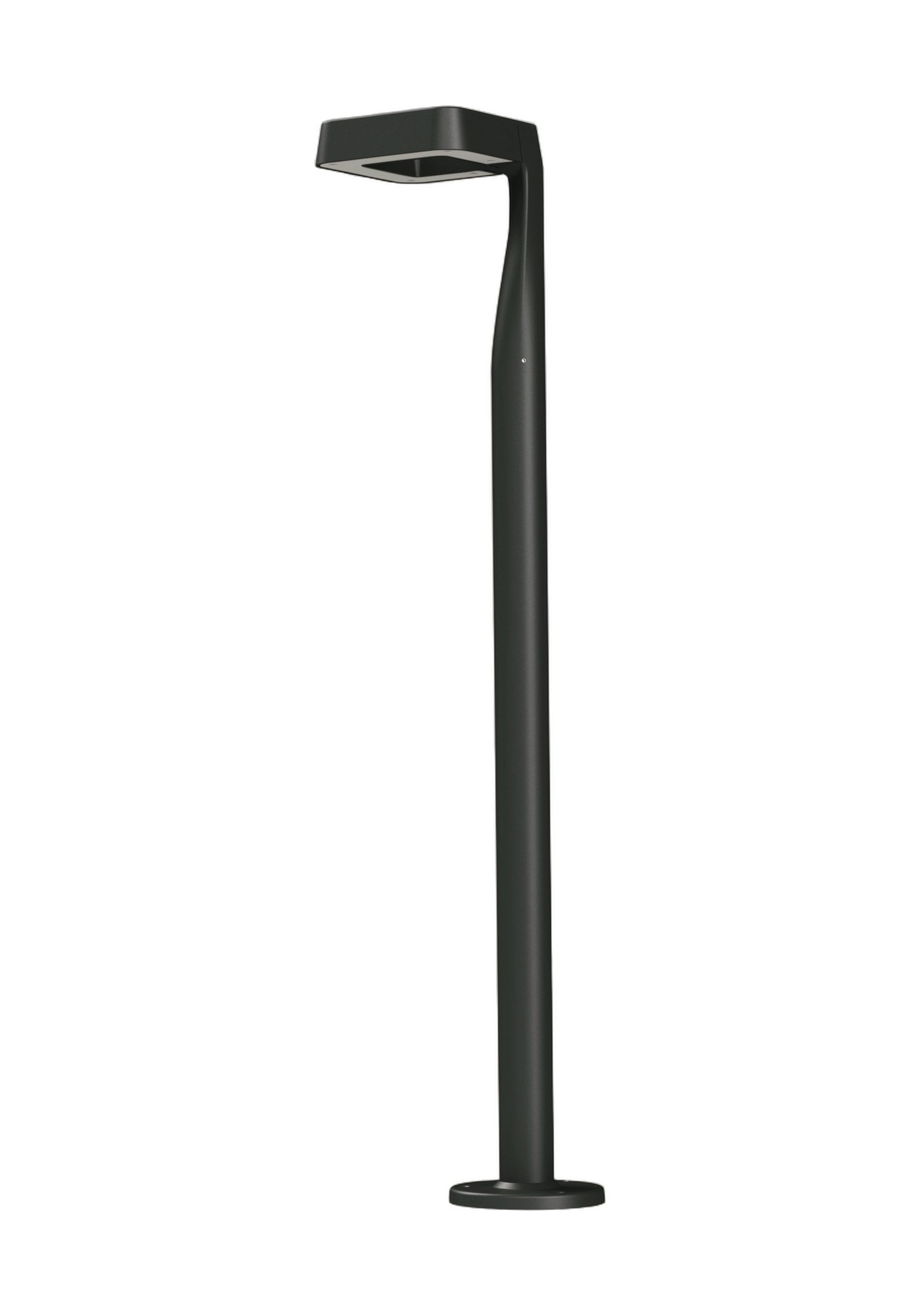 Borne extérieure Square LED en aluminium par Roger Pradier borne extérieure Square LED haute en aluminium gris noir, rendu sur fond blanc
