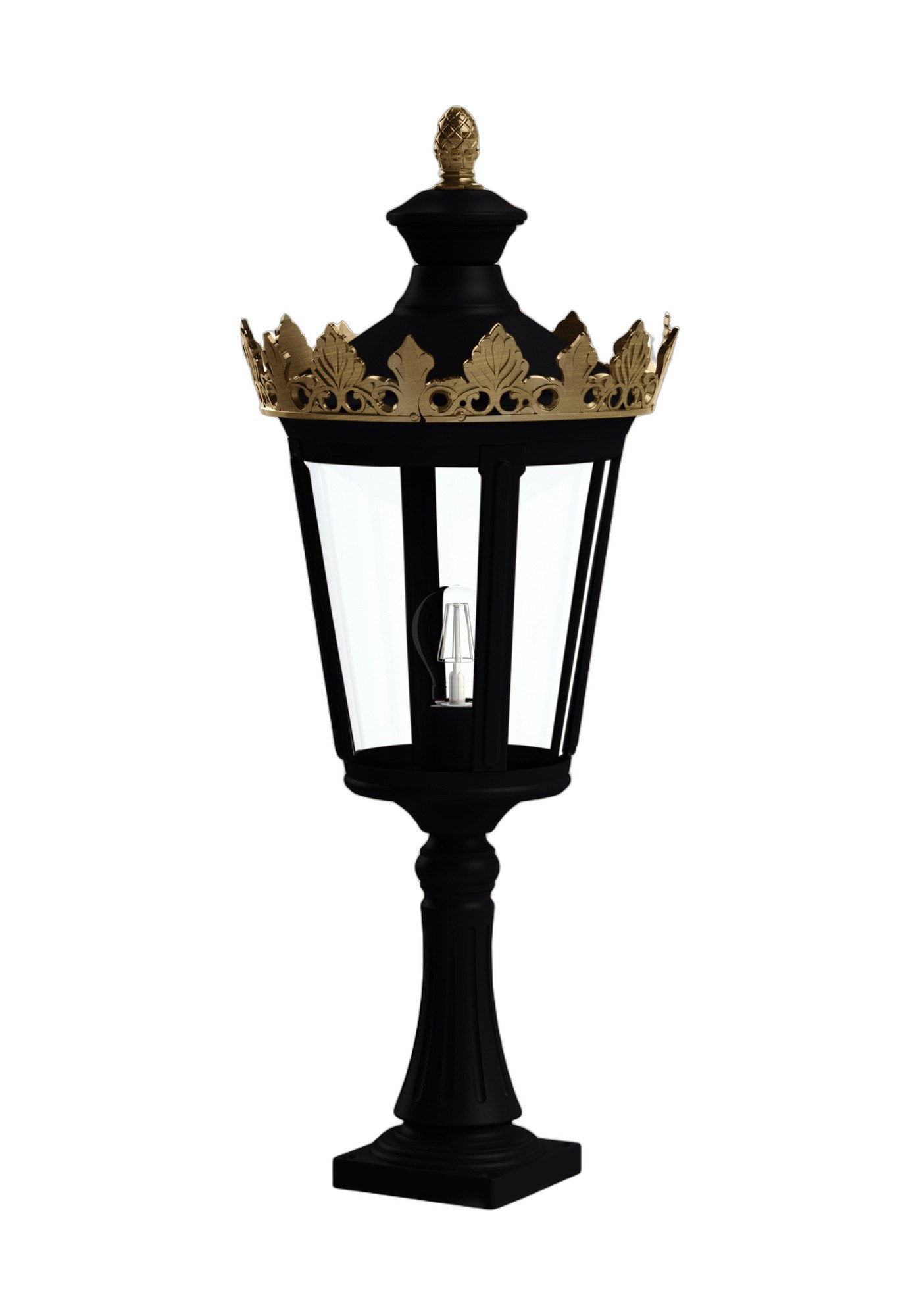 Borne Louvre en aluminium et verre par Roger Pradier, 3 hauteurs borne Louvre Roger Pradier de 724 mm de haut en aluminium noir foncé, rendu sur fond blanc