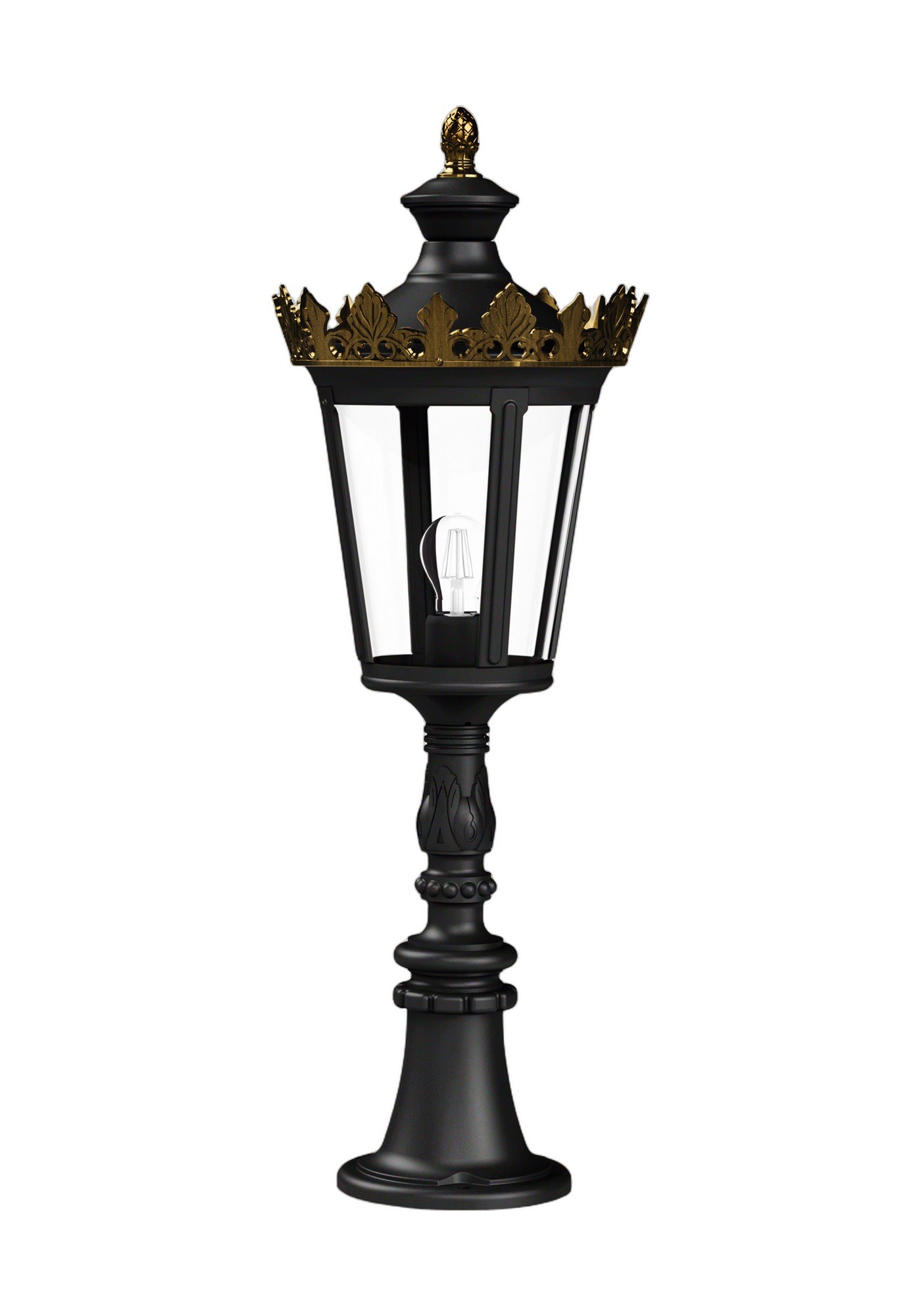 Borne Louvre en aluminium et verre par Roger Pradier, 3 hauteurs borne Louvre Roger Pradier de 854 mm de haut en aluminium noir foncé, rendu sur fond blanc