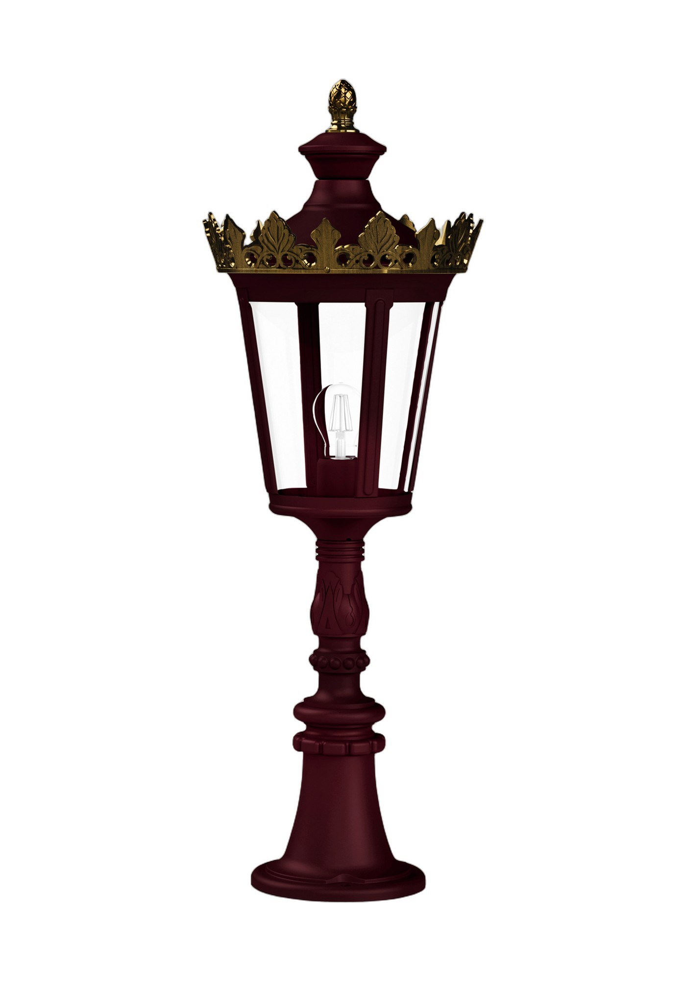 Borne Louvre en aluminium et verre par Roger Pradier, 3 hauteurs borne Louvre Roger Pradier de 854 mm de haut en aluminium rouge vin, rendu sur fond blanc