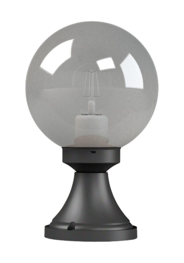 borne Moon globe 200 mm avec globe fumé en aluminium noir foncé, rendu sur fond blanc