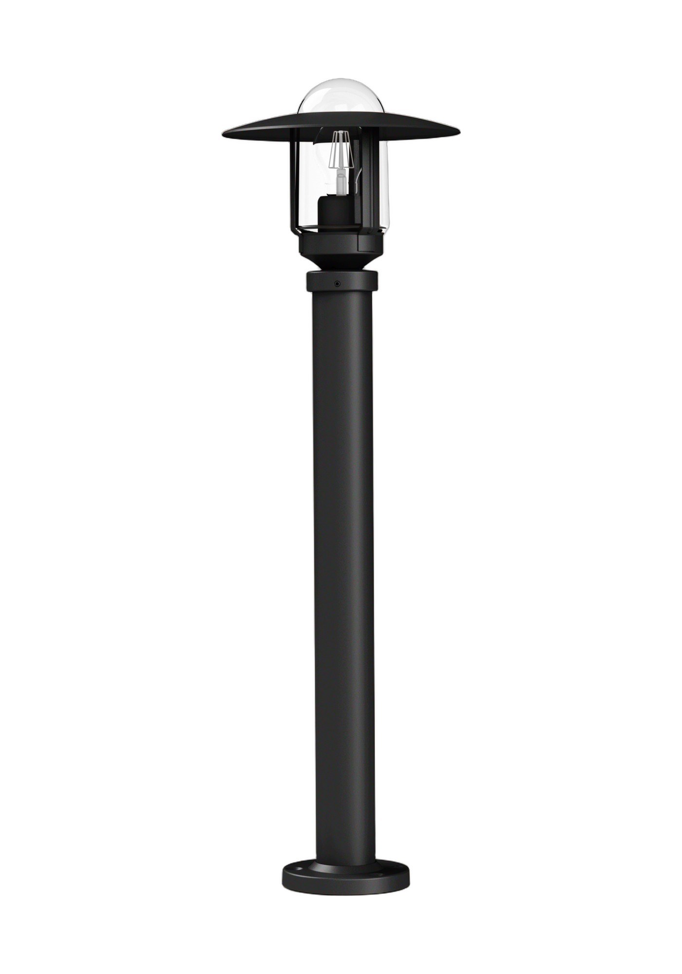 Borne Newpark par Roger Pradier en aluminium, 3 hauteurs borne Newpark haute de 851 mm en aluminium noir foncé, rendu sur fond blanc