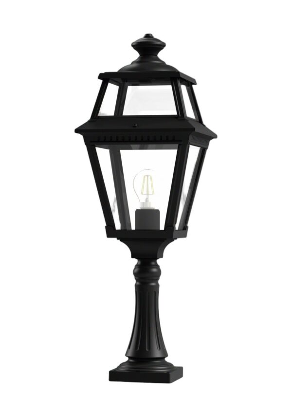 borne Place des Vosges 2 version haute en aluminium noir foncé, rendu sur fond blanc