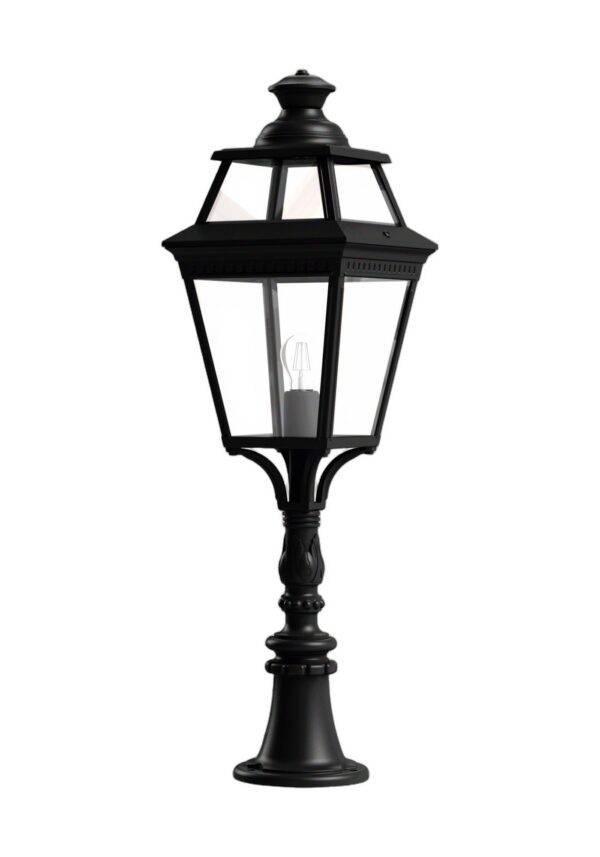 borne Place des Vosges 3 version haute en aluminium noir foncé, rendu sur fond blanc