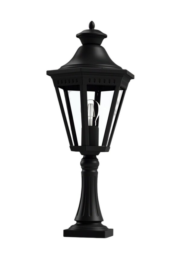 borne Victoria de 645 mm de haut en aluminium noir foncé, rendu sur fond blanc