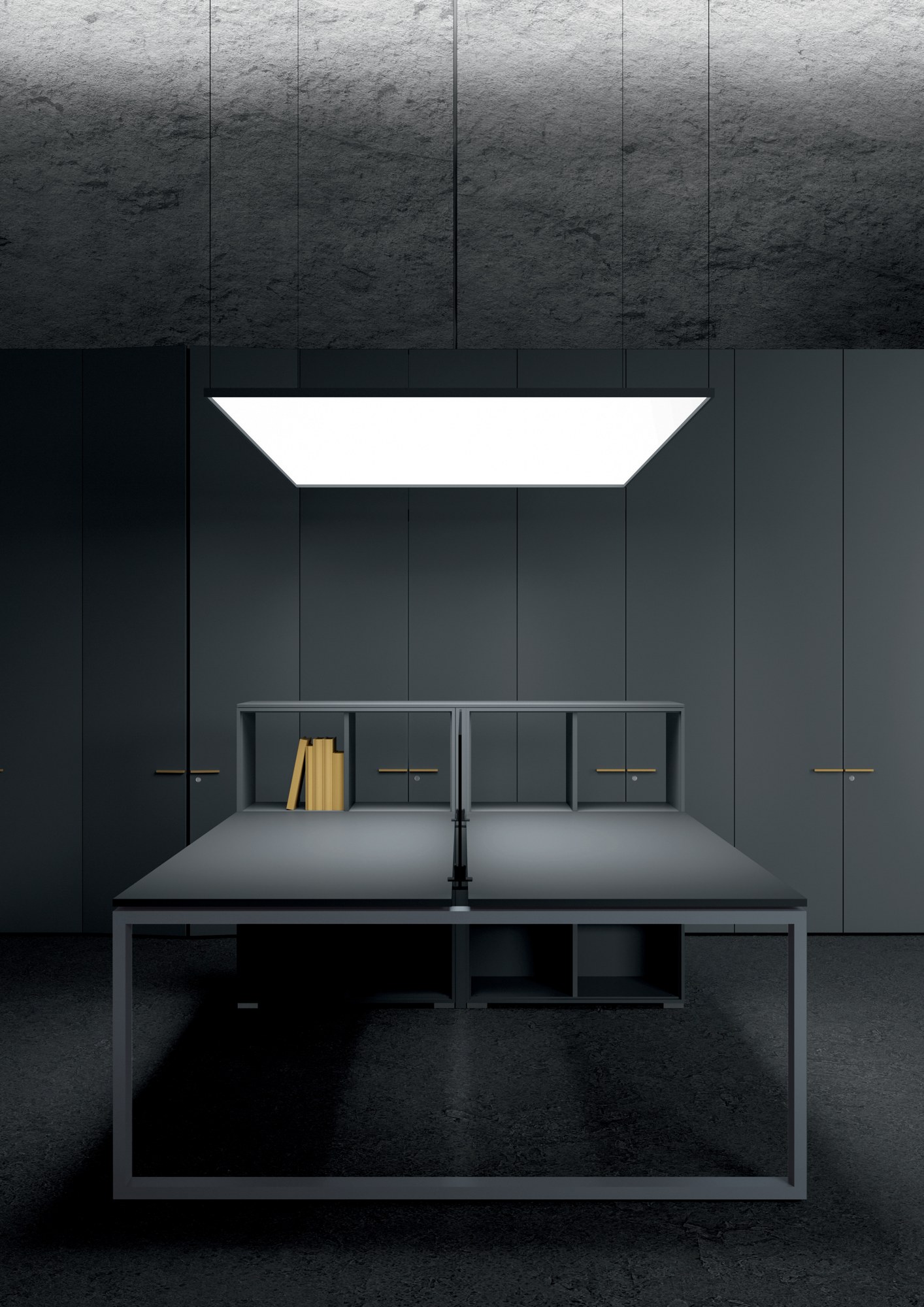 Bureau Loopy par Bralco, piètement en cadre fermé, 140 à 200 cm bureaux Loopy Bralco en bench à deux postes, piètement en cadre fermé gris anthracite