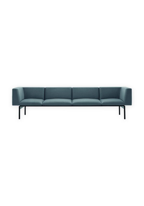 canapé modulaire accueil Inclass Lapse quatre places bleu gris, fond blanc