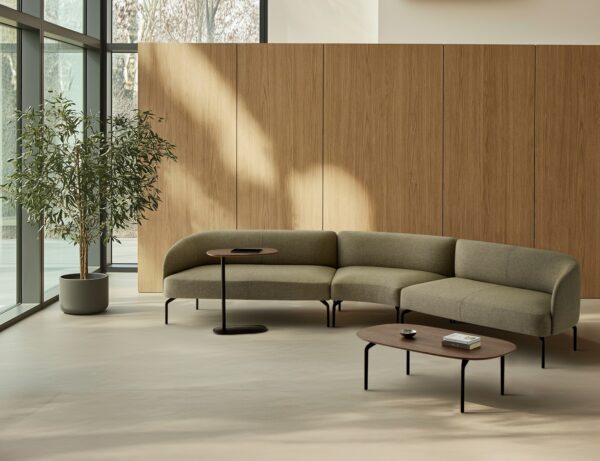 canapé modulaire lounge Inclass Kern, modules en arc dans un hall