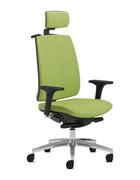 Chaise de bureau confortable à têtière réglable, dossier tapissé vert