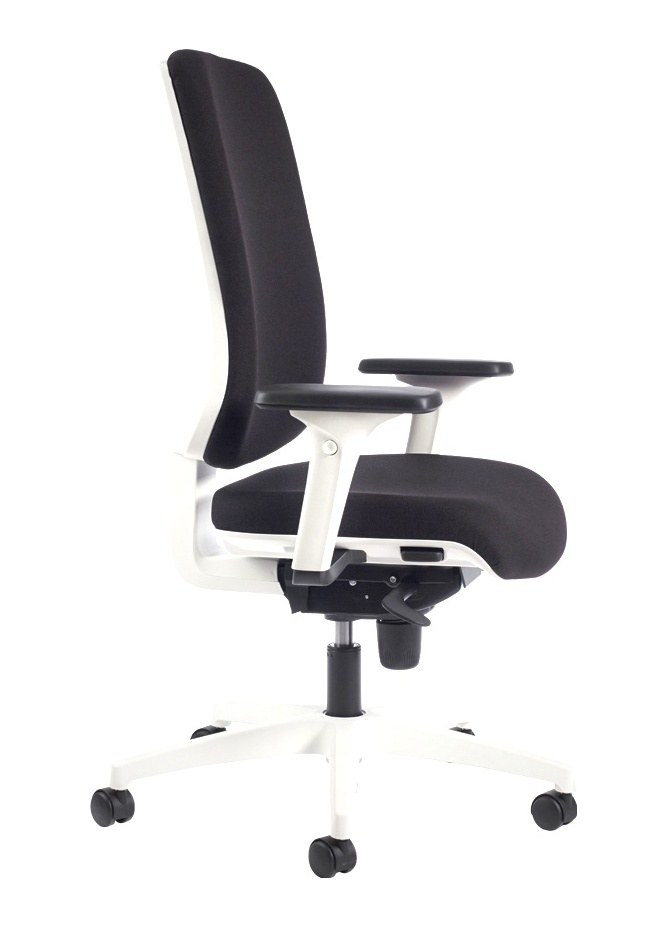 Chaise de Bureau Tissu Noir ou Blanc à Têtière, Dossier Tapissé Chaise de bureau tissu noir sur structure blanche sans têtière