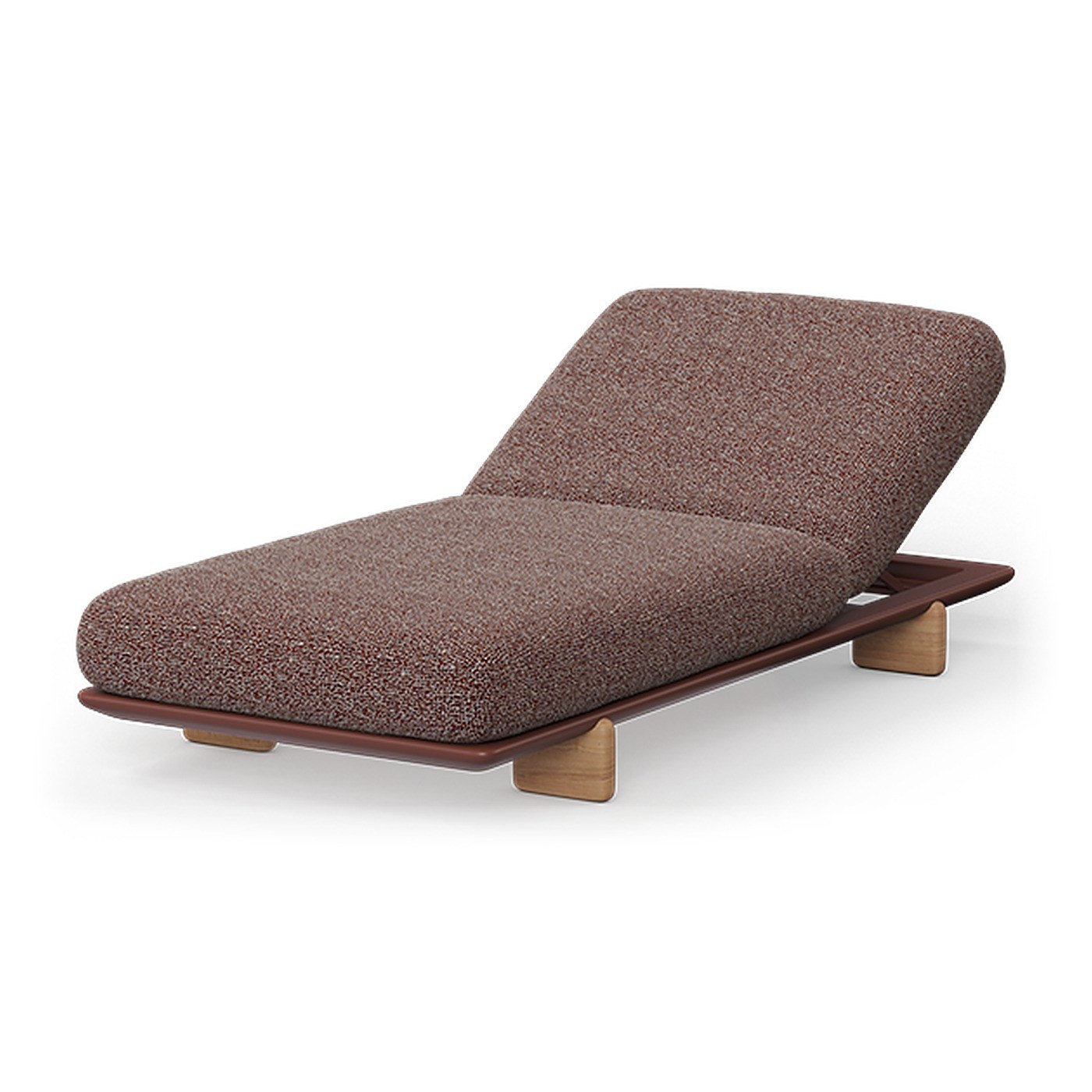 Chaise longue Milos en aluminium, iroko et tissu au design contemporain par Jean-Marie Massaud x Vondom chaise longue Milos Vondom, coloris grenat