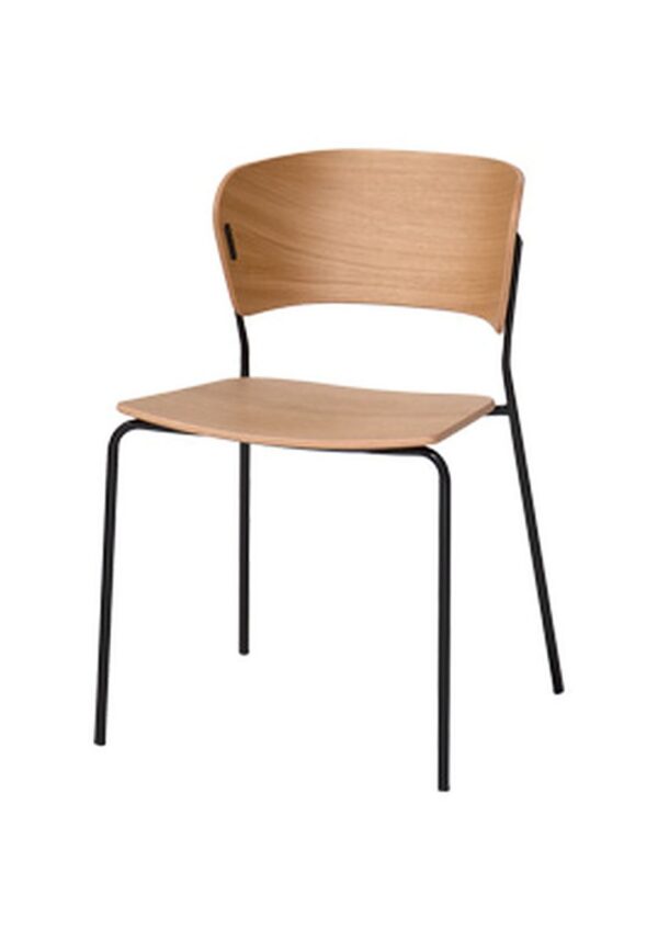 chaise restaurant Inclass Arc en chene sur 4 pieds noirs, fond blanc