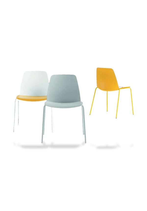 chaise restaurant Inclass Unnia en polypropylène, fond blanc