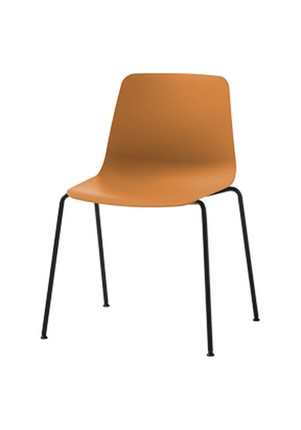chaise restaurant Inclass Varya orange sur 4 pieds acier, fond blanc