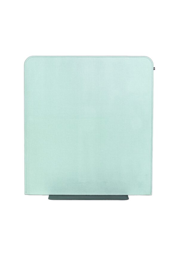 cloison acoustique BuzziFree BuzziSpace, panneau en feutre vert d eau sur platine métallique, fond blanc