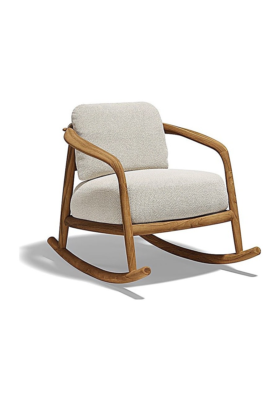 fauteuil à bascule Fusta Vondom en teck, fond blanc