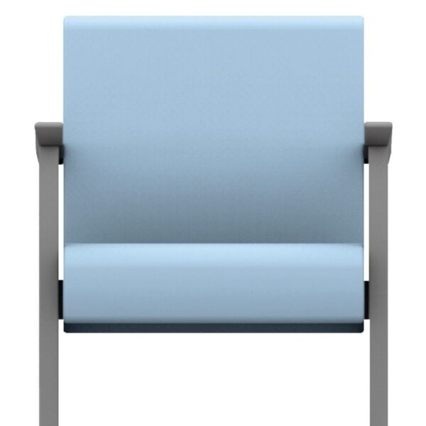 Fauteuil assise haute à dossier bas, détail de l'assise et des accoudoirs