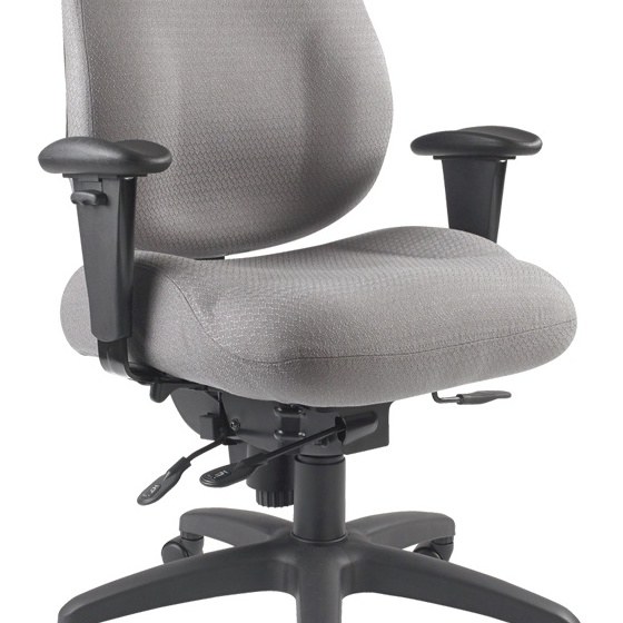 Fauteuil de Bureau Dossier Haut Ergonomique, Accoudoirs Réglables fauteuil de bureau dossier haut, détail de l assise en tissu gris, des accoudoirs et du mécanisme