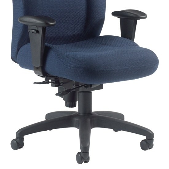Fauteuil de Bureau Usage Intensif, Grande Assise et Dossier Haut fauteuil de bureau usage intensif, détail de l assise, du mécanisme et de la base à roulettes