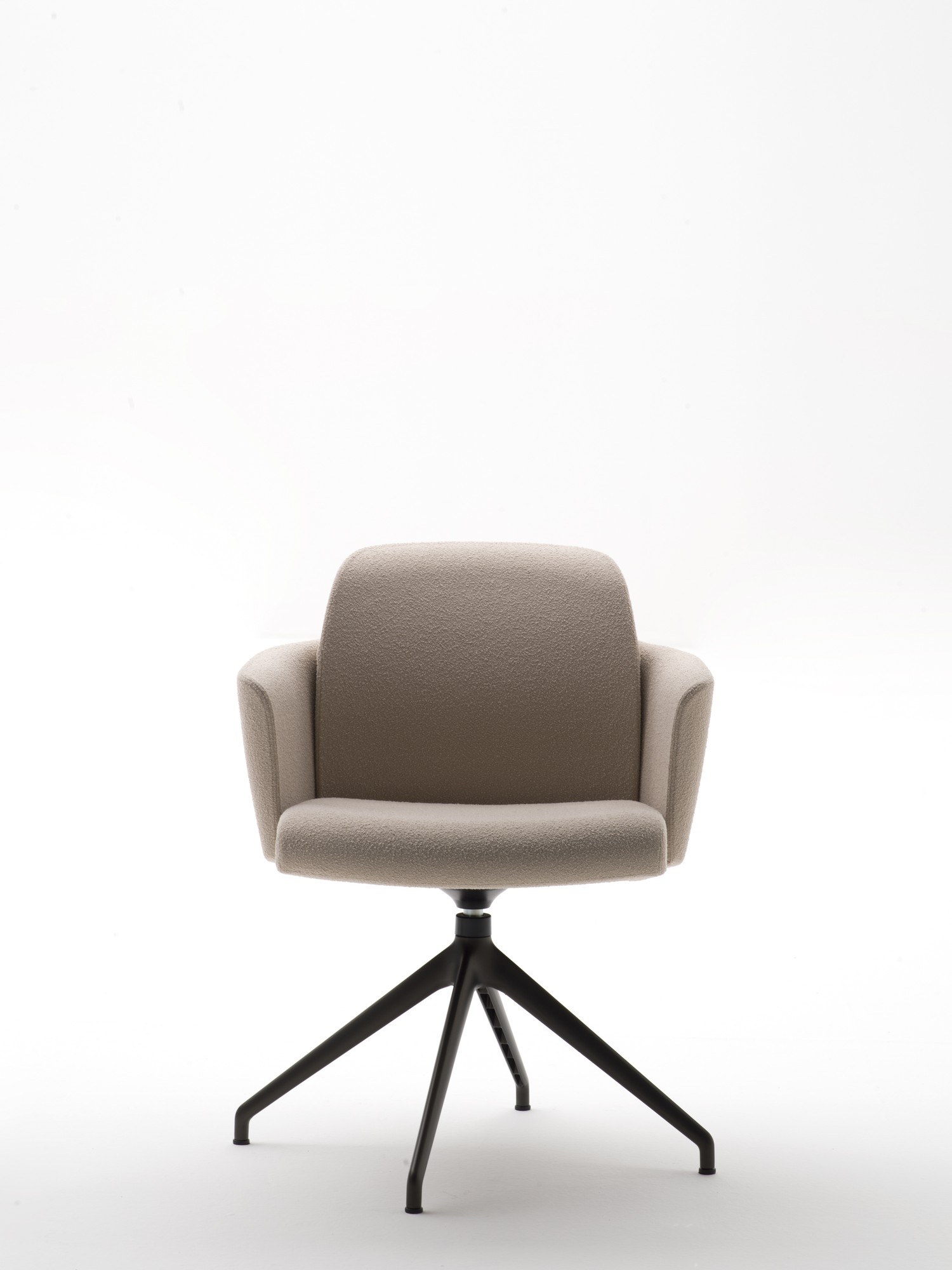 Fauteuil de direction My belle par Bralco, cuir ou tissu fauteuil de direction My belle Bralco en tissu beige taupe sur base 4 branches, vue de face