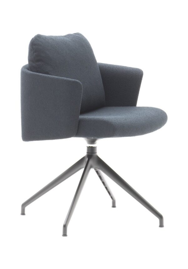 fauteuil de direction My belle Bralco en tissu gris bleu sur base 4 branches, fond blanc