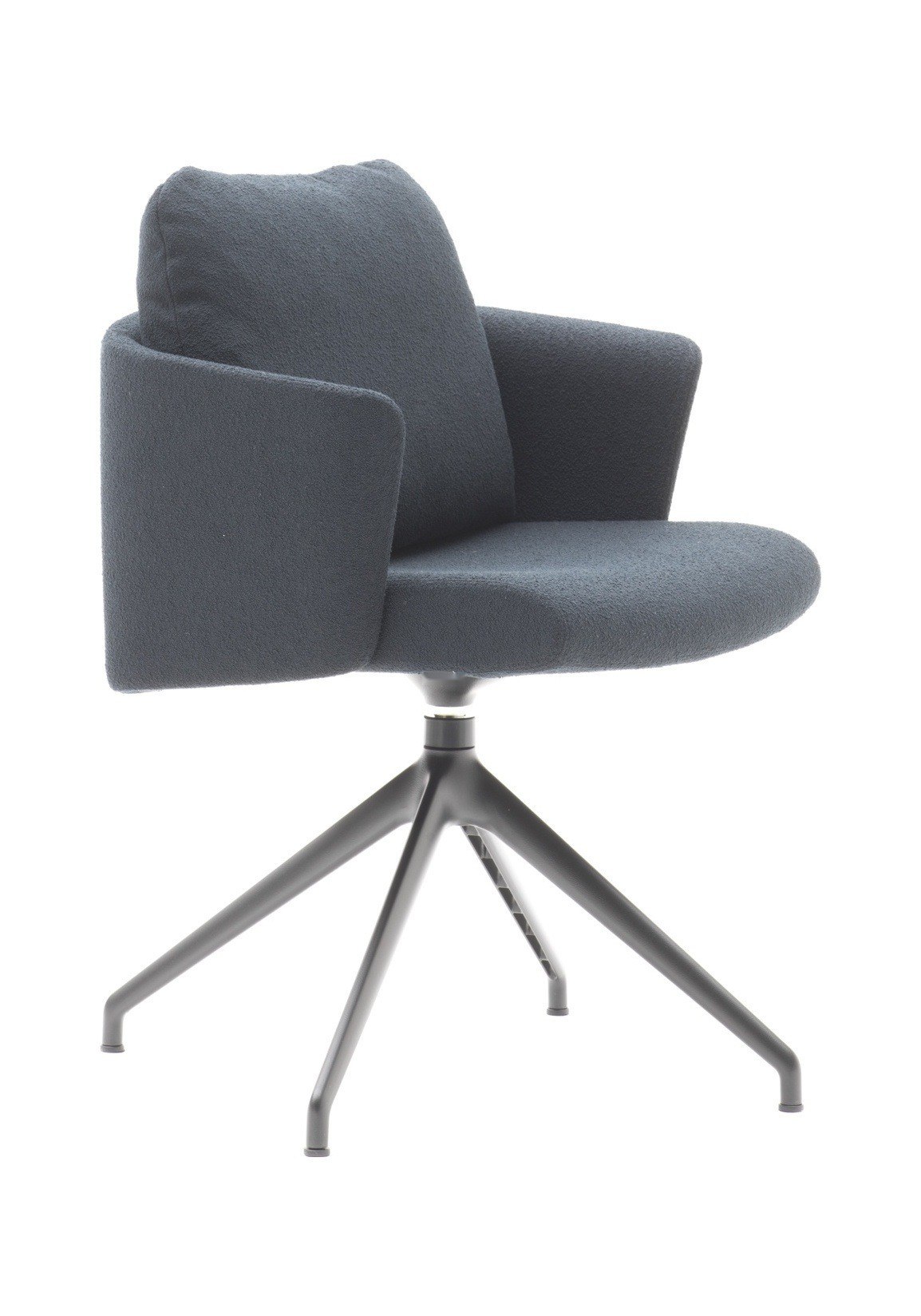 Fauteuil de direction My belle par Bralco, cuir ou tissu fauteuil de direction My belle Bralco en tissu gris bleu sur base 4 branches, fond blanc