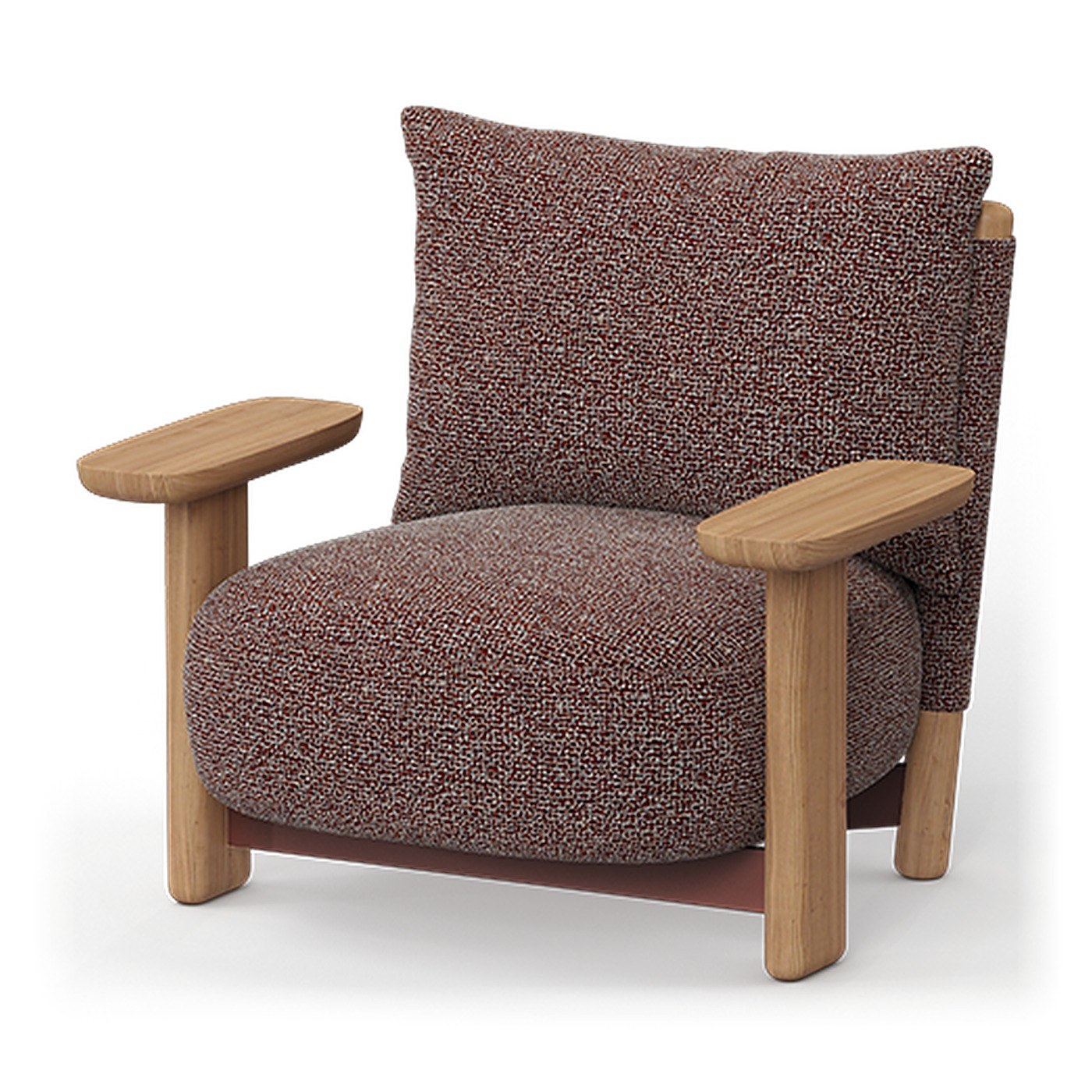 Fauteuil lounge Milos en bois d'iroko et tissu au design contemporain par Jean-Marie Massaud x Vondom fauteuil lounge Milos en bois Vondom, coloris grenat