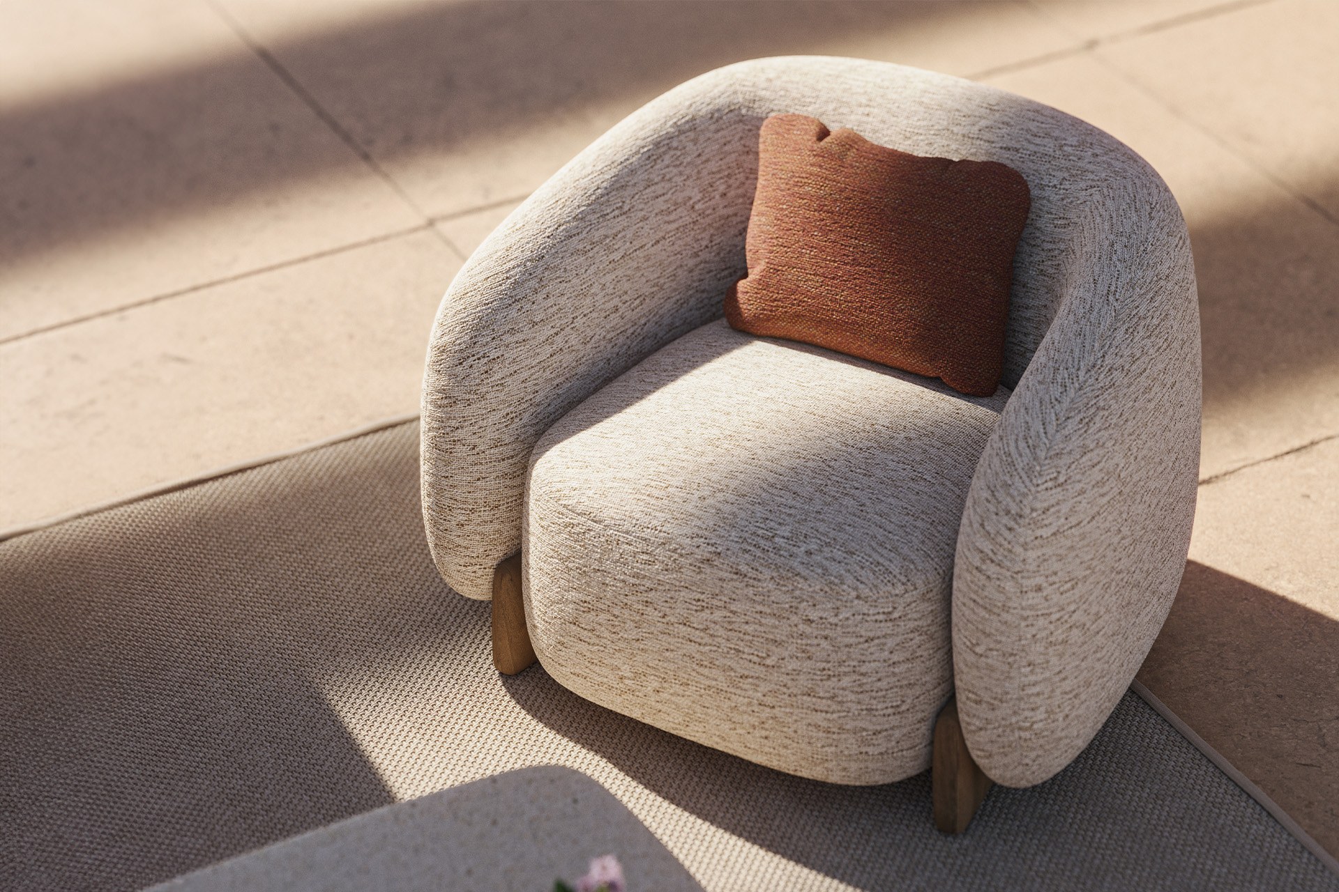 fauteuil lounge Milos rembourré Vondom en situation, photo d'ambiance
